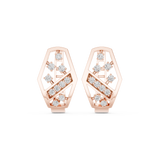 14K Solid Gold Lab Diamond Cluster Earrings, Rose Gold