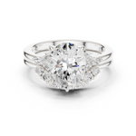 Gold Ring DDLR-440, Oval center stone, White Gold