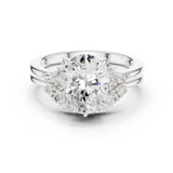Gold Ring DDLR-440, Oval center stone, White Gold