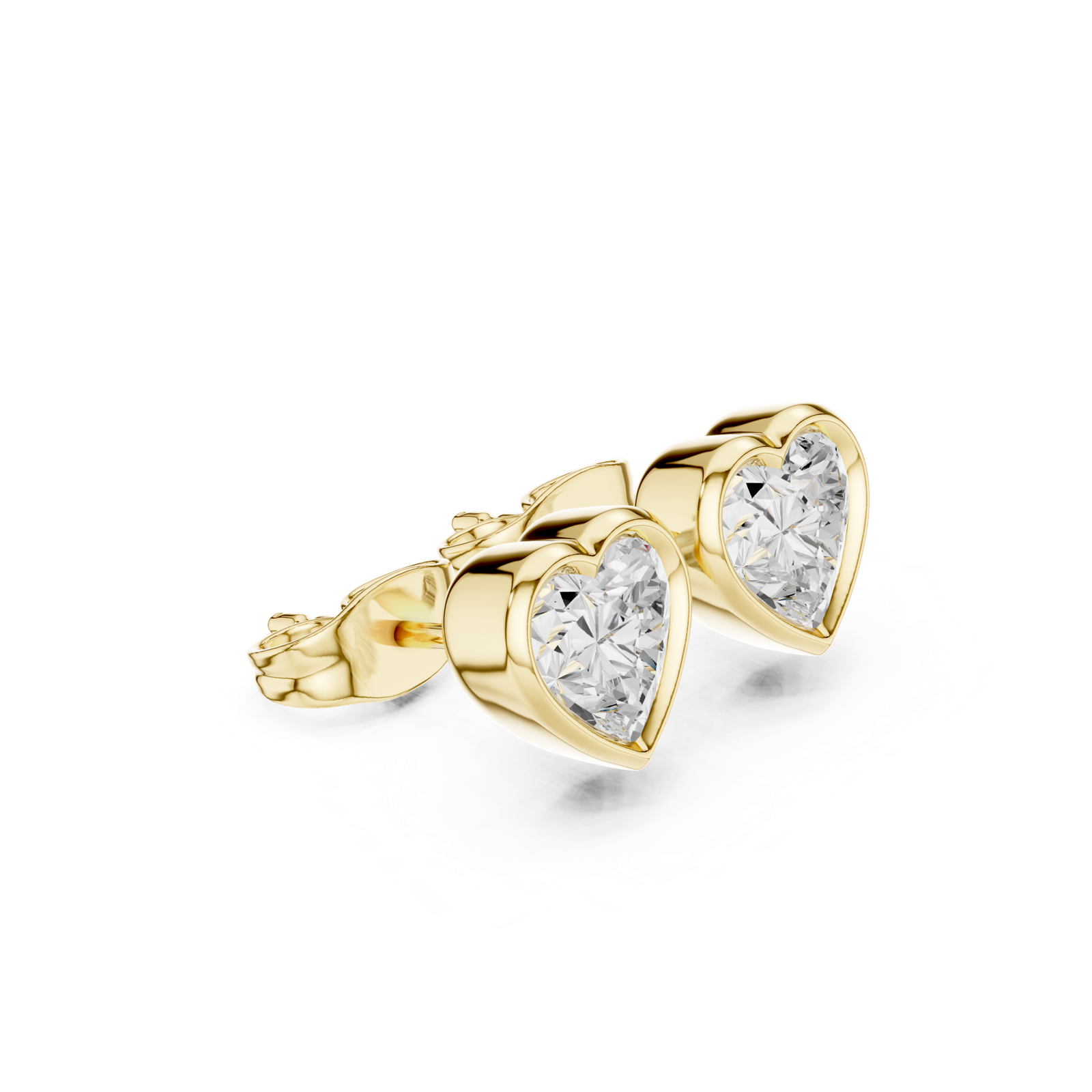 Gold Jewelry, Heart center stone, Yellow Gold, view 1