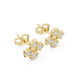 14K Solid Gold Lab Diamond Clover Cluster Earrings, Yellow Gold, view 2