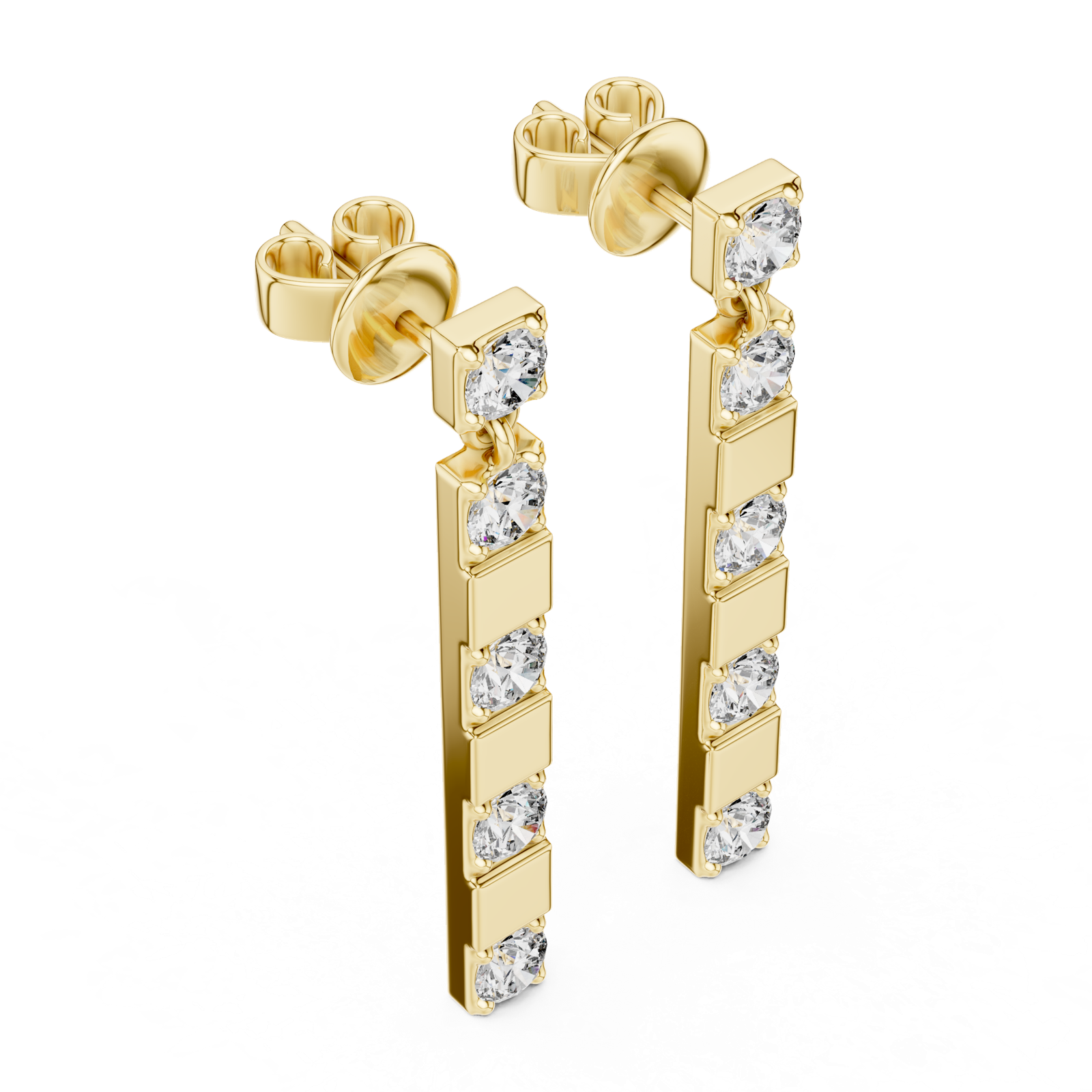 Gold Earrings L02-433, Yellow Gold, view 2