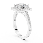 Gold Ring DDLR-349, Princess center stone, White Gold, view 1