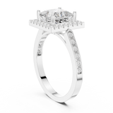 Gold Ring DDLR-349, Princess center stone, White Gold, view 1