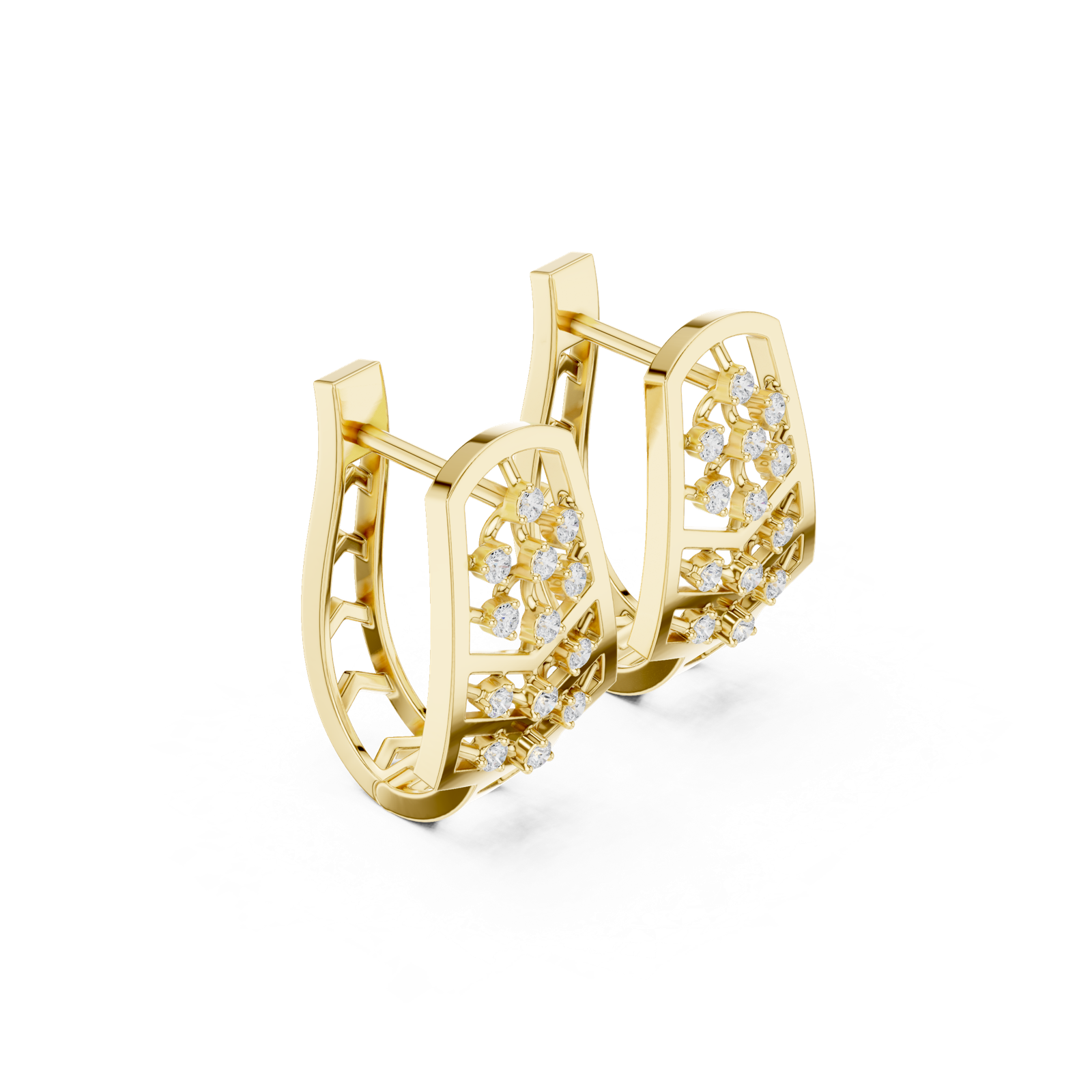 14K Solid Gold Lab Diamond Cluster Earrings, Yellow Gold, view 1