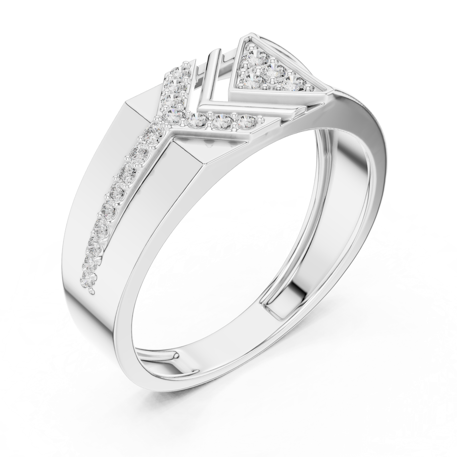 Gold Ring LR-01 (26), White Gold, view 2