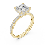 Gold Ring, Asscher center stone, Yellow Gold, view 2