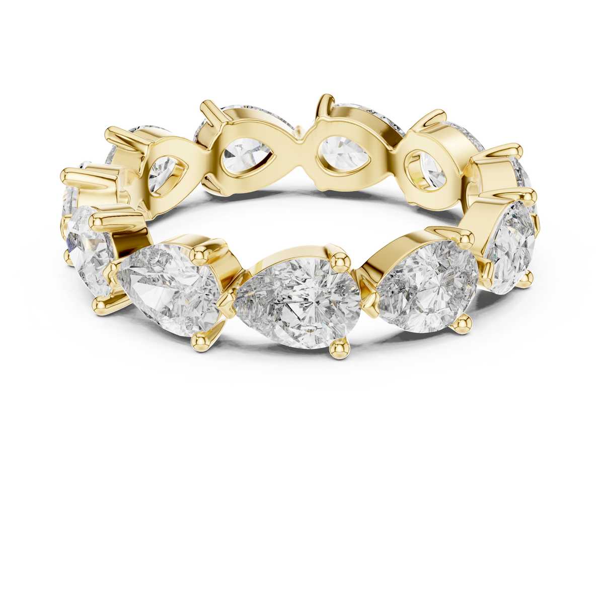 14K Solid Gold Lab Diamond Eternity Ring, Yellow Gold