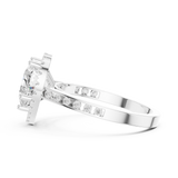 Gold Ring DDLR-349, Heart center stone, White Gold, view 3