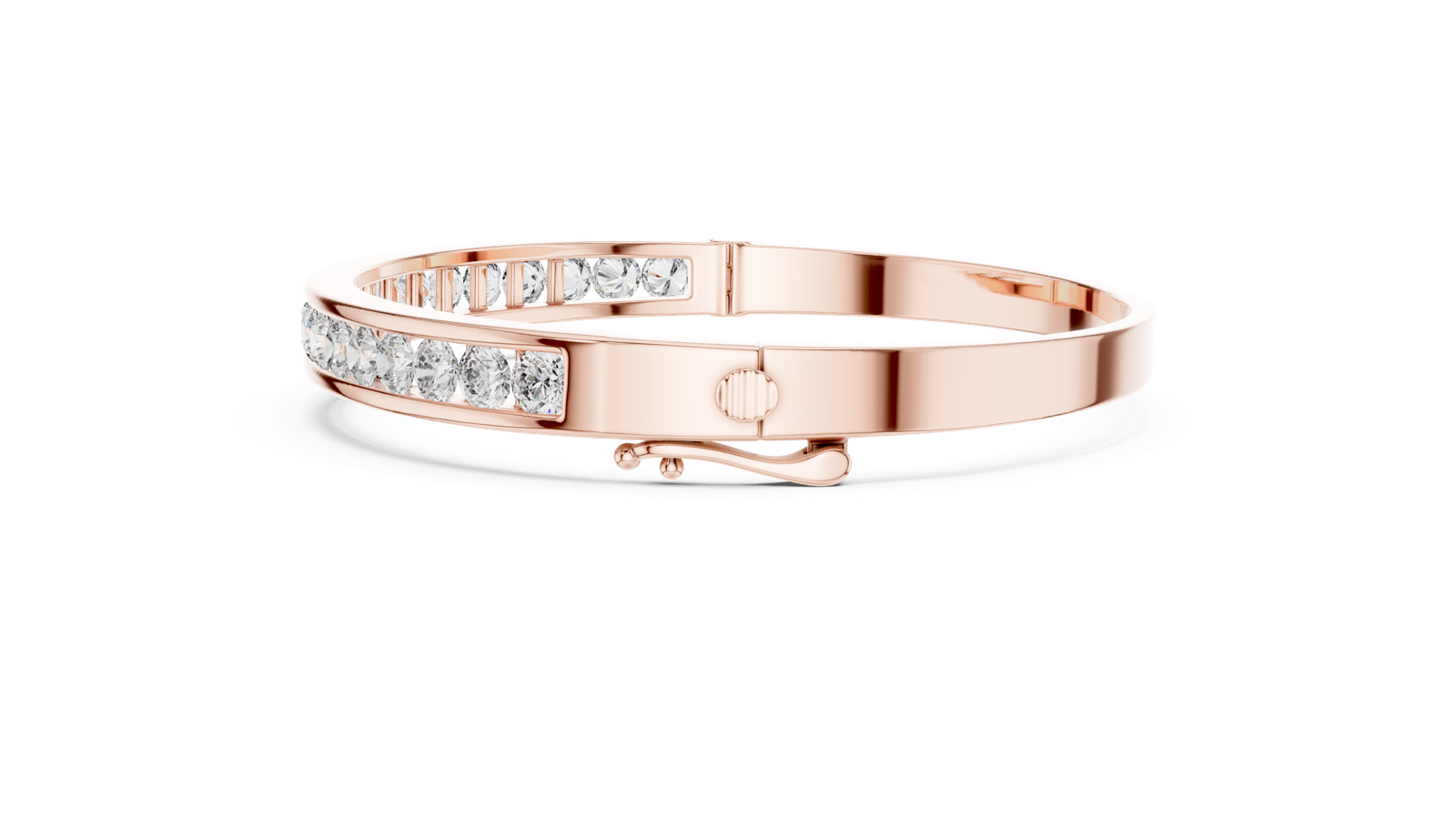 14K Solid Gold Lab Diamond Bracelet, Rose Gold, view 3