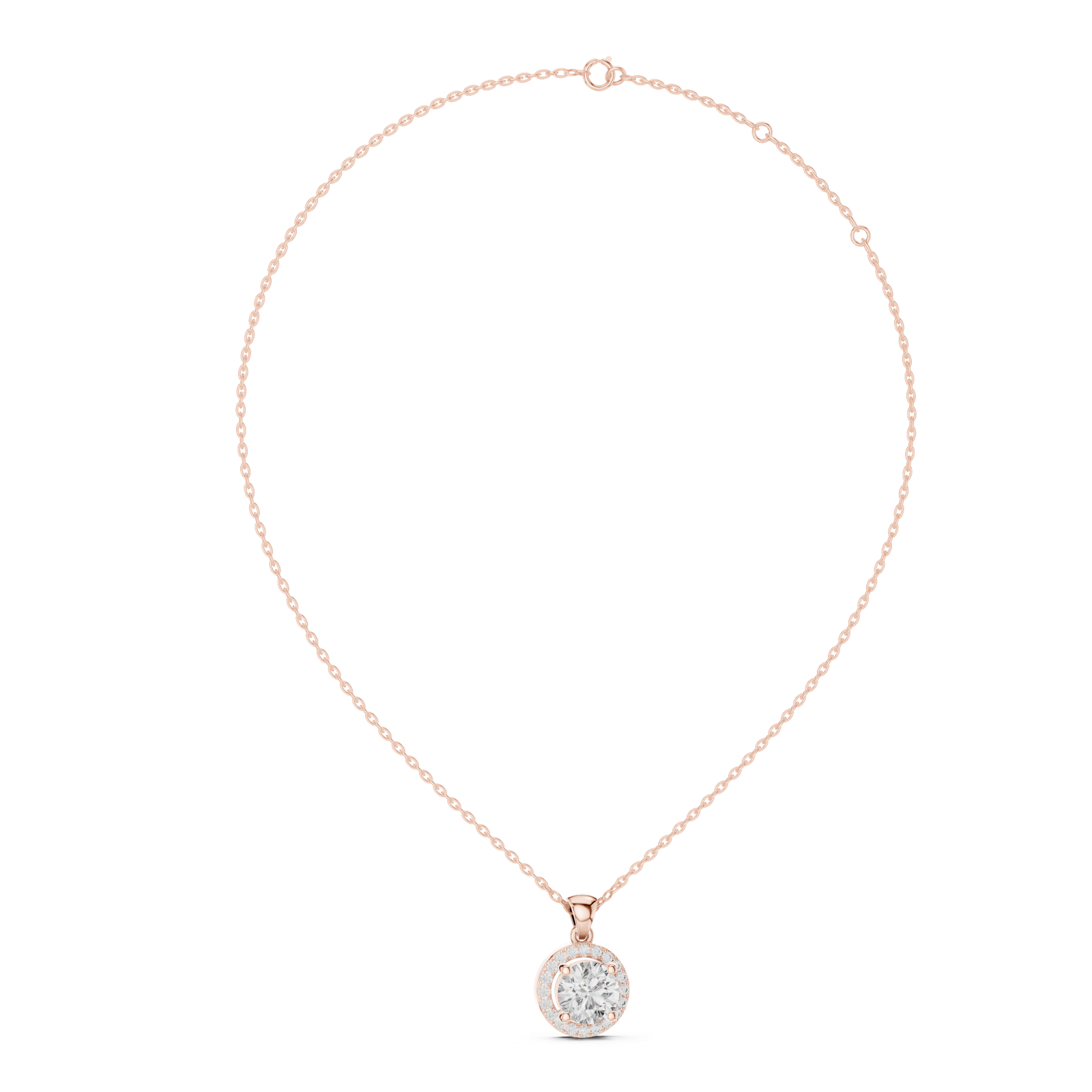 14K Solid Gold Lab Diamond Solitaire Pendant Necklace, Rose Gold, view 1