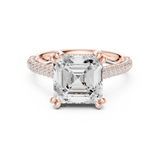 Gold Ring DDLR-260, Asscher center stone, Rose Gold, view 4