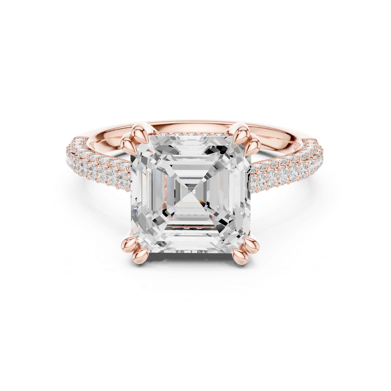 Gold Ring DDLR-260, Asscher center stone, Rose Gold, view 4