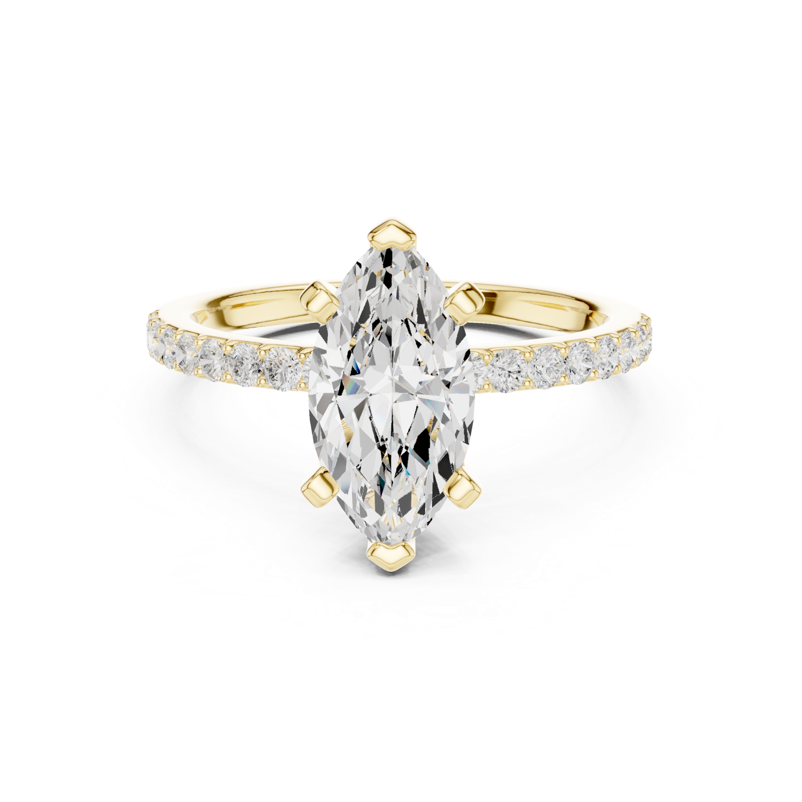 Gold Ring DDLR-040, Marquise center stone, Yellow Gold, view 4