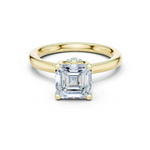 Gold Ring DDLR-176, Asscher center stone, Yellow Gold