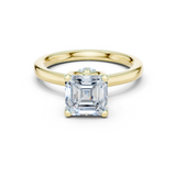 Gold Ring DDLR-176, Asscher center stone, Yellow Gold