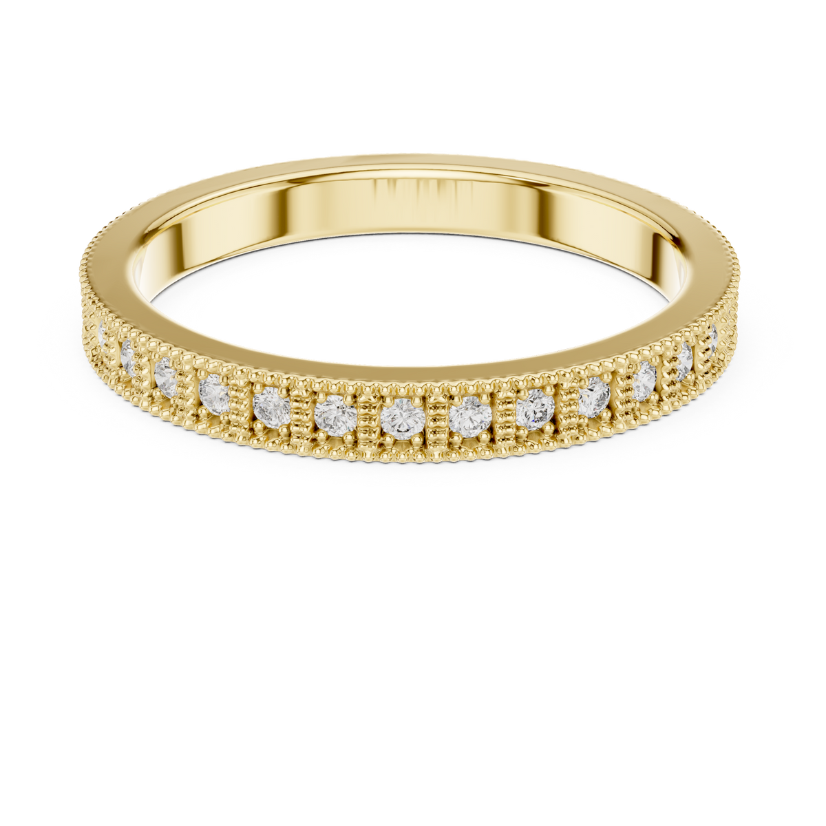 14K Solid Gold Lab Diamond Eternity Ring, Yellow Gold