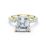 Gold Ring, Asscher center stone, Yellow Gold
