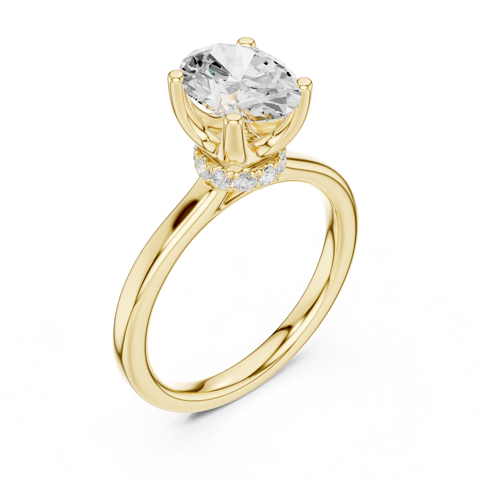 Gold Ring DDLR-176, Oval center stone, Yellow Gold, view 2