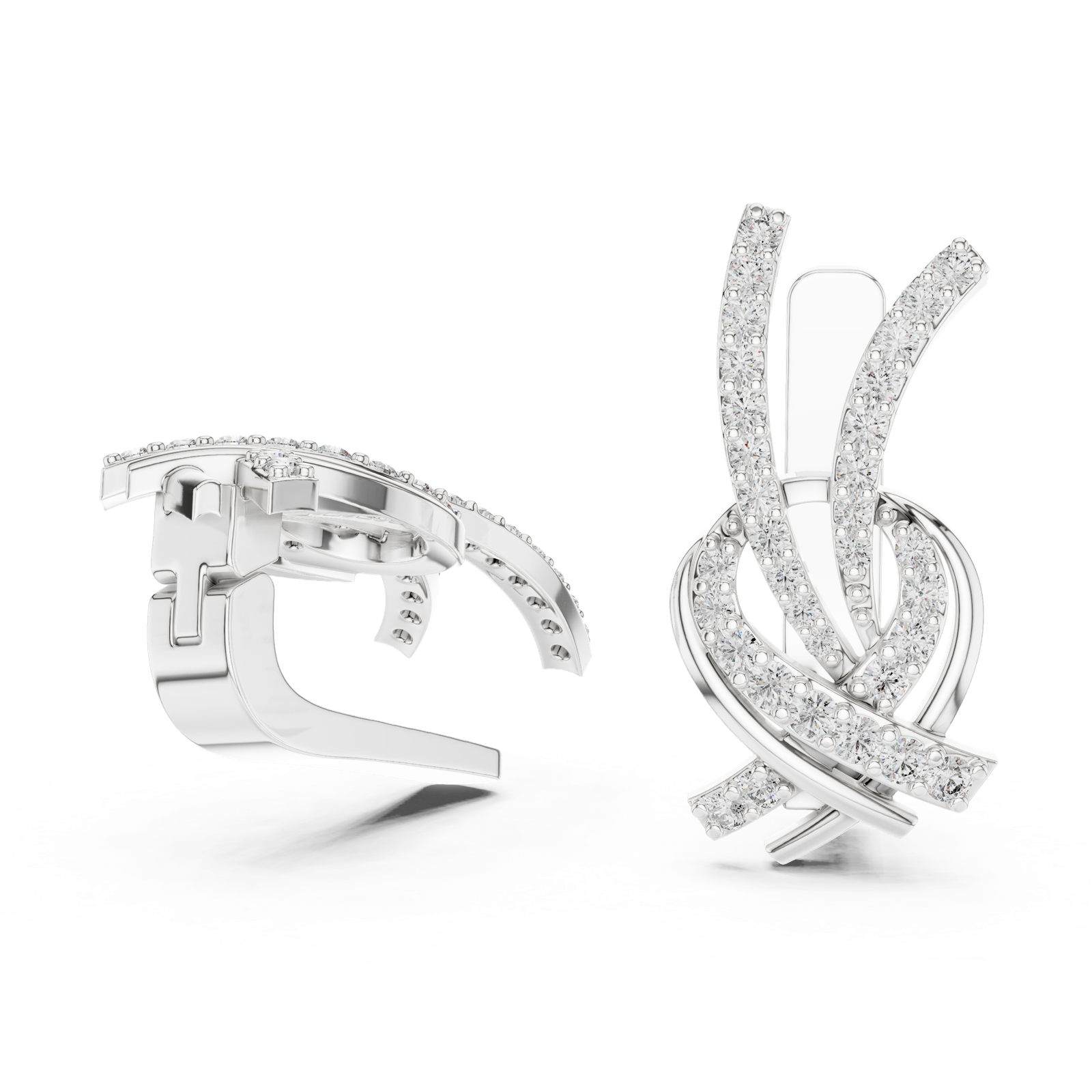 Gold Earrings L03-26, White Gold, view 1
