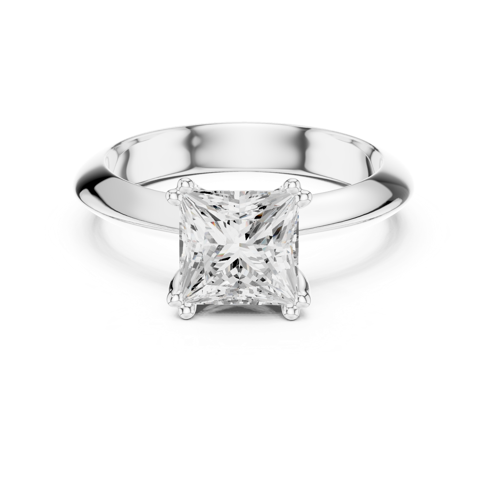 Gold Jewelry L36-8, Princess center stone, White Gold, view 4
