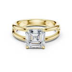 Gold Jewelry L36-9, Asscher center stone, Yellow Gold