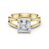 Gold Jewelry L36-9, Asscher center stone, Yellow Gold