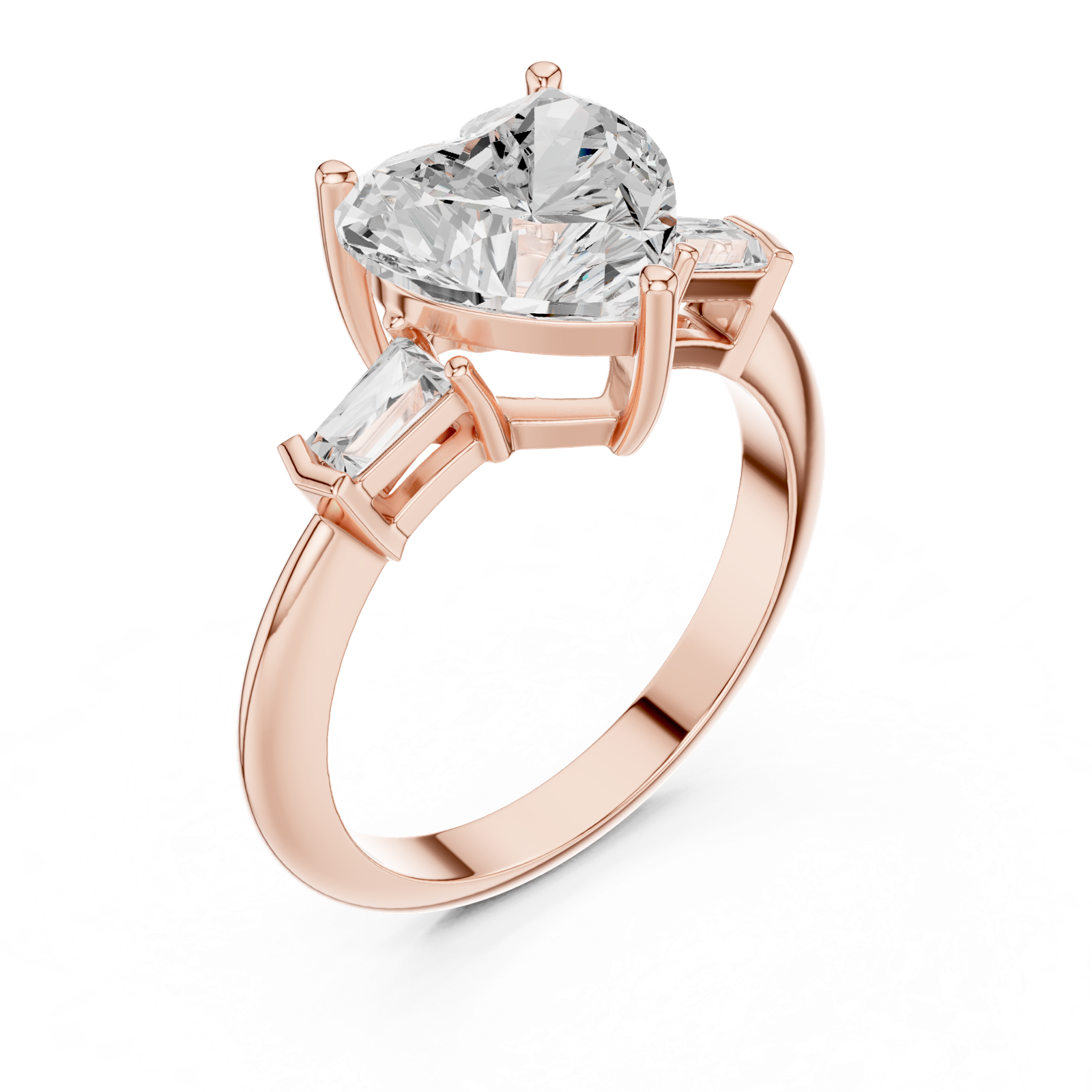 Gold Jewelry L35-67, Heart center stone, Rose Gold, view 2
