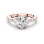 Gold Ring, Heart center stone, Rose Gold