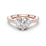 Gold Ring, Heart center stone, Rose Gold