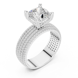 Gold Ring, Cushion center stone, White Gold, view 2