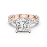 Gold Ring DDLR-087, Princess center stone, Rose Gold