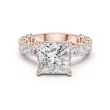 Gold Ring DDLR-087, Princess center stone, Rose Gold
