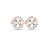 14K Solid Gold Lab Diamond Clover Cluster Earrings, Rose Gold
