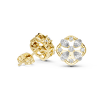 14K Solid Gold Lab Diamond Clover Cluster Earrings, Yellow Gold, view 1