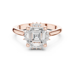 Gold Jewelry, Asscher center stone, Rose Gold, view 4
