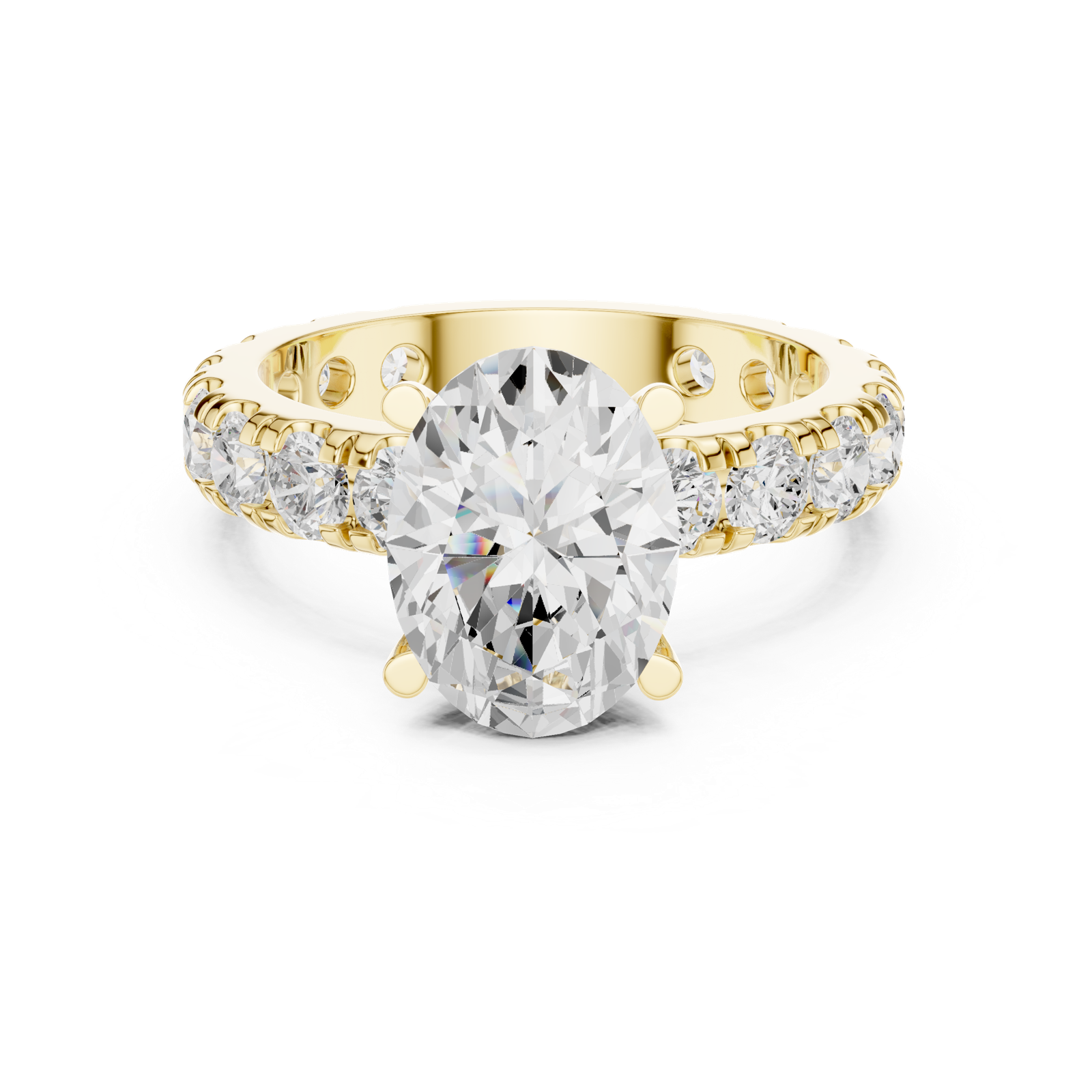 Gold Jewelry L35-63, Oval center stone, Yellow Gold, view 4