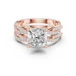 Gold Ring, Cushion center stone, Rose Gold