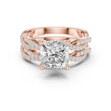 Gold Ring, Cushion center stone, Rose Gold