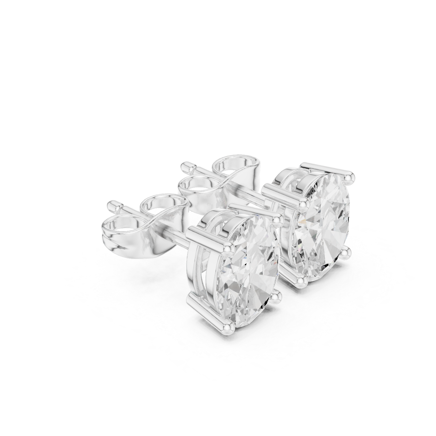Gold Earrings SBER(5), White Gold, view 1