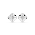 14K Solid Gold Lab Diamond Cluster Earrings, White Gold