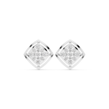 14K Solid Gold Lab Diamond Cluster Earrings, White Gold