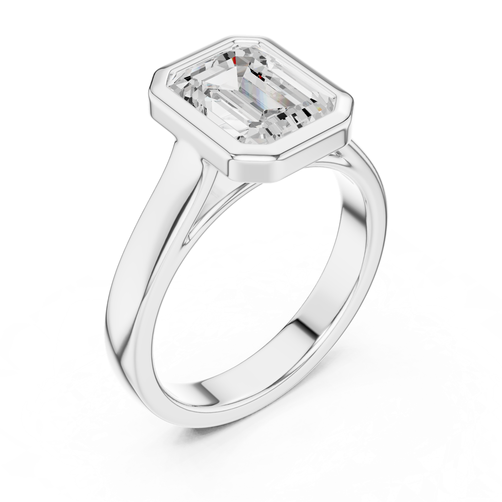 Gold Jewelry L36-3, Emerald center stone, White Gold, view 2