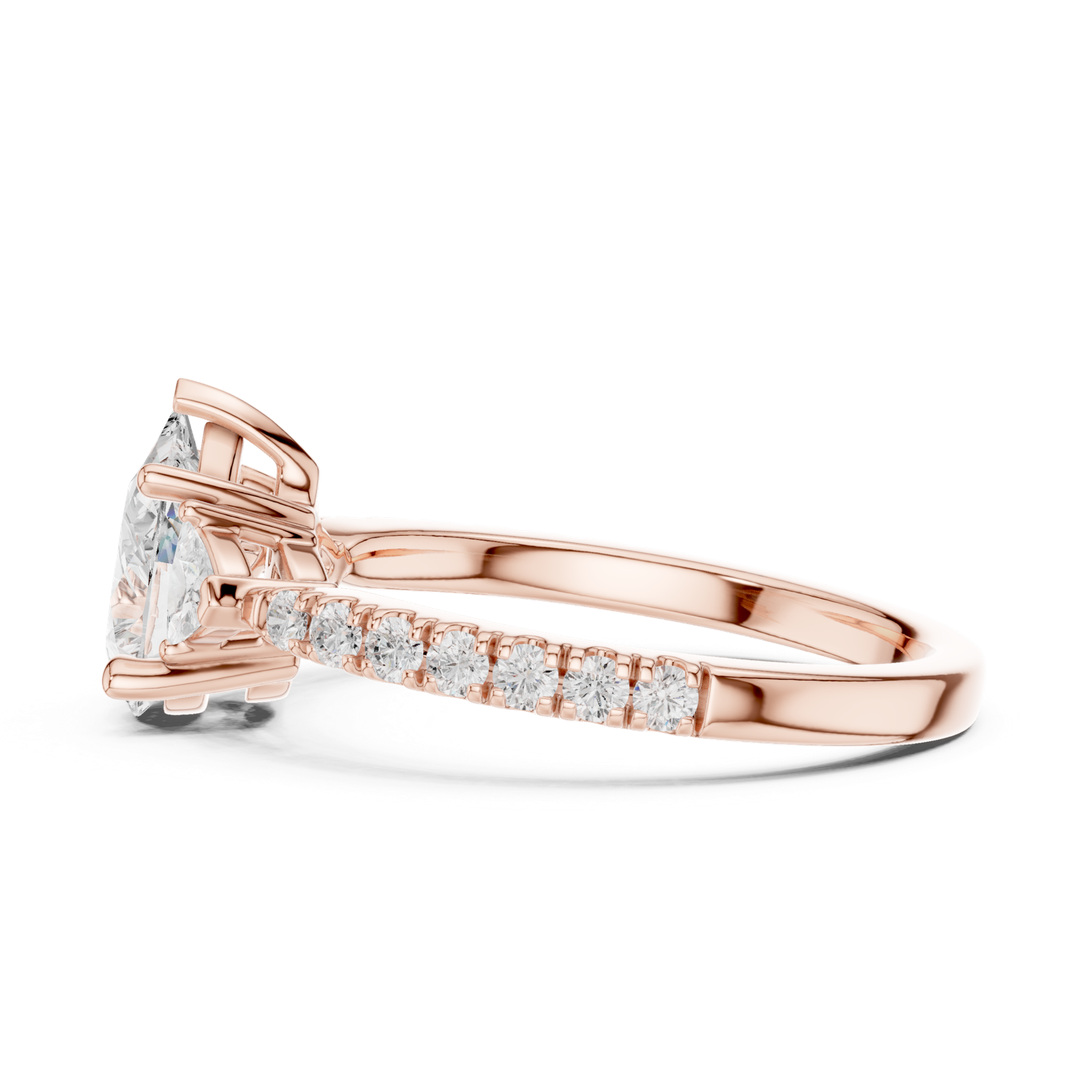 Gold Ring DDLR-037, Pear center stone, Rose Gold, view 3
