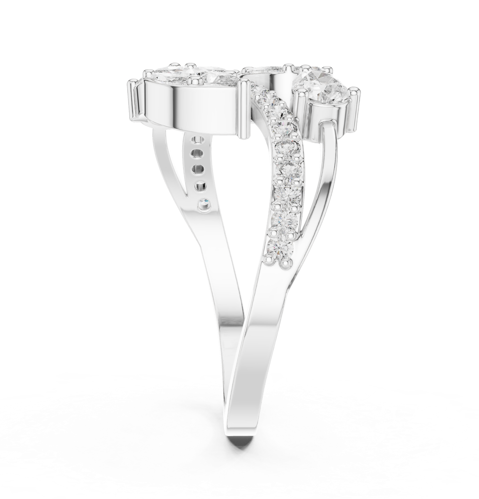 Gold Ring HLR -58, White Gold, view 3