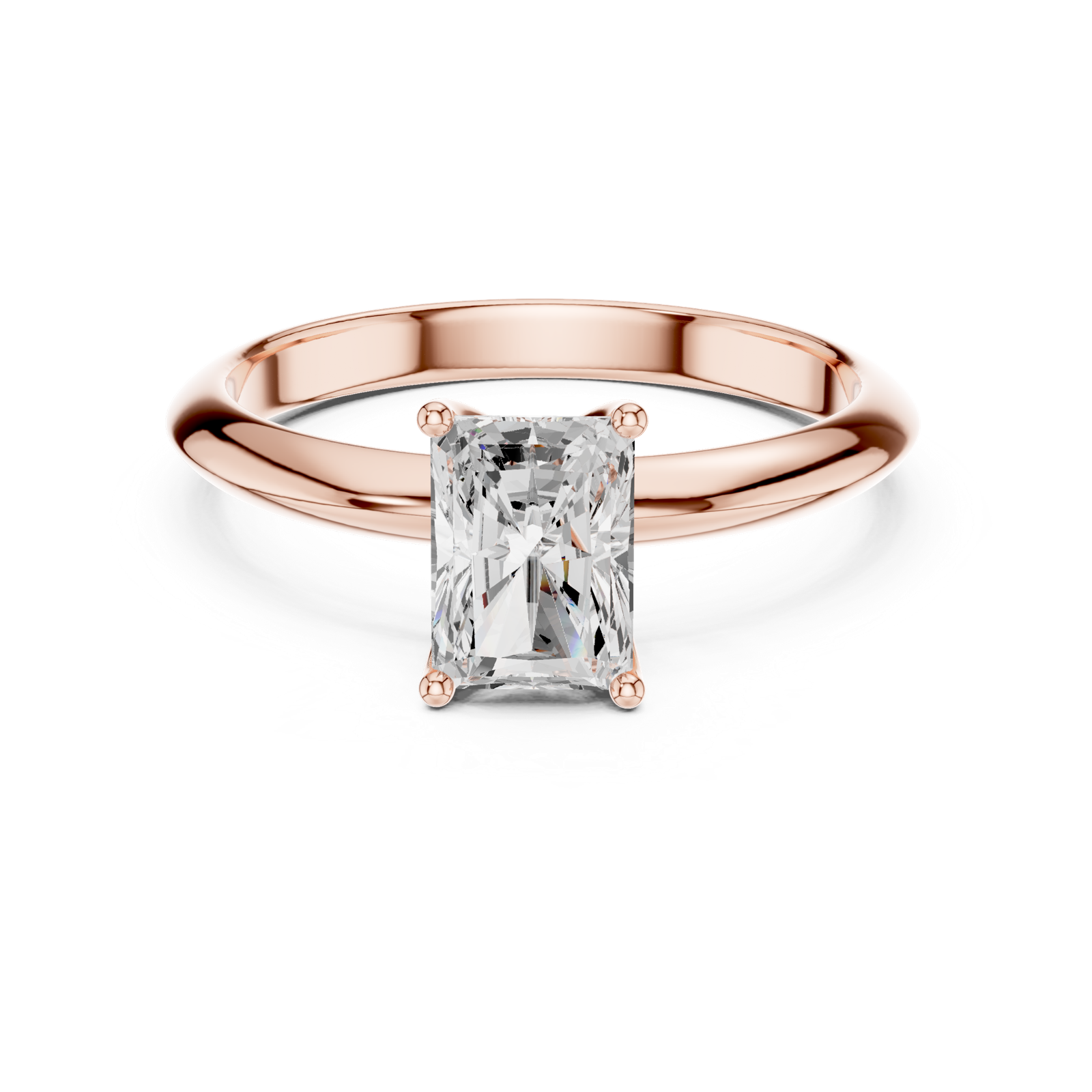 Gold Jewelry L36-6, Radiant center stone, Rose Gold, view 4