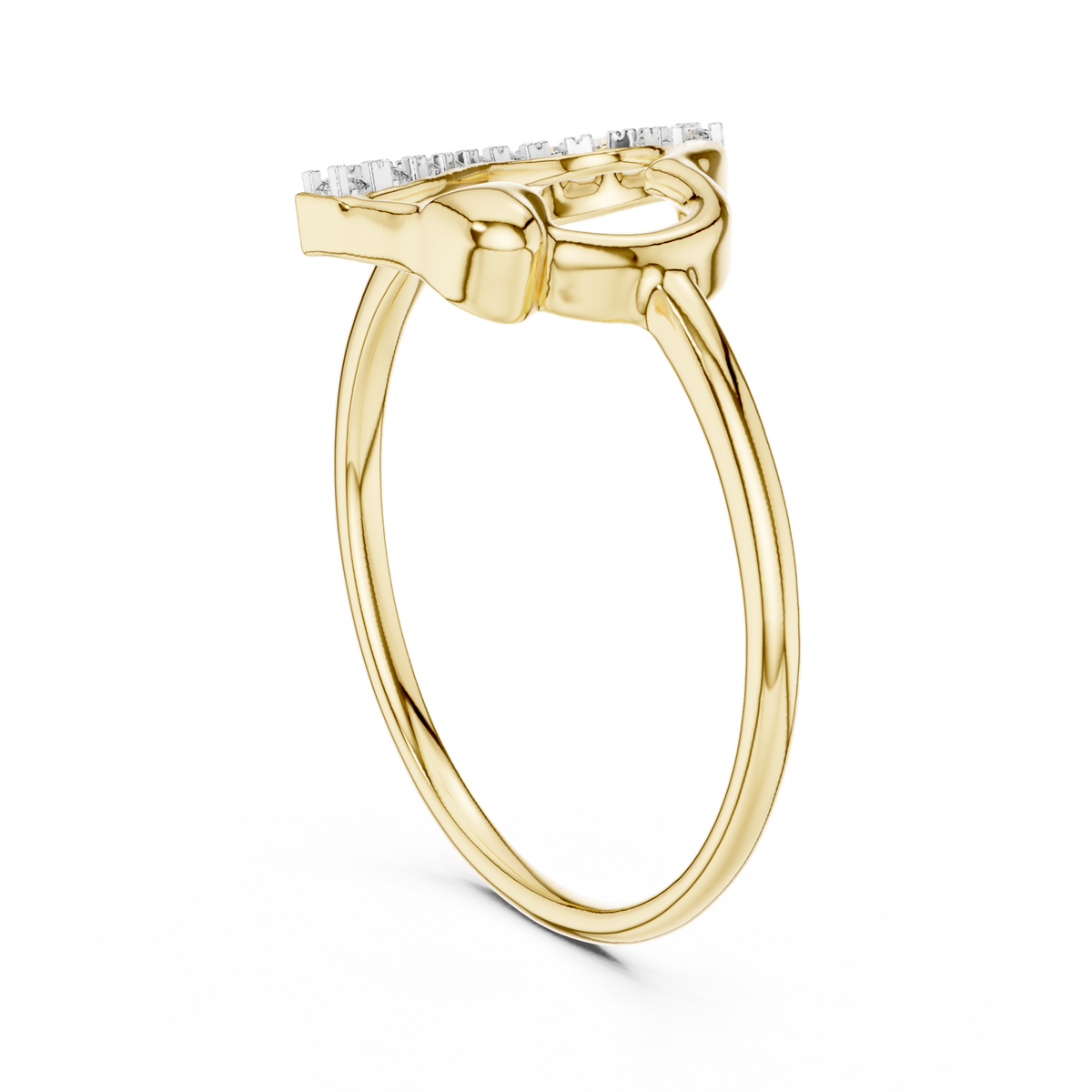 14K Solid Gold Lab Diamond Heart Cluster Ring, Yellow Gold, view 1