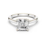 Gold Ring DDLR-163, Asscher center stone, White Gold