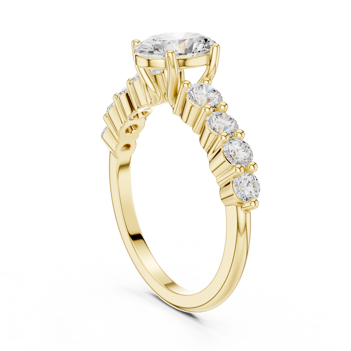 14K Solid Gold Lab Diamond Solitaire Ring, Yellow Gold, view 1