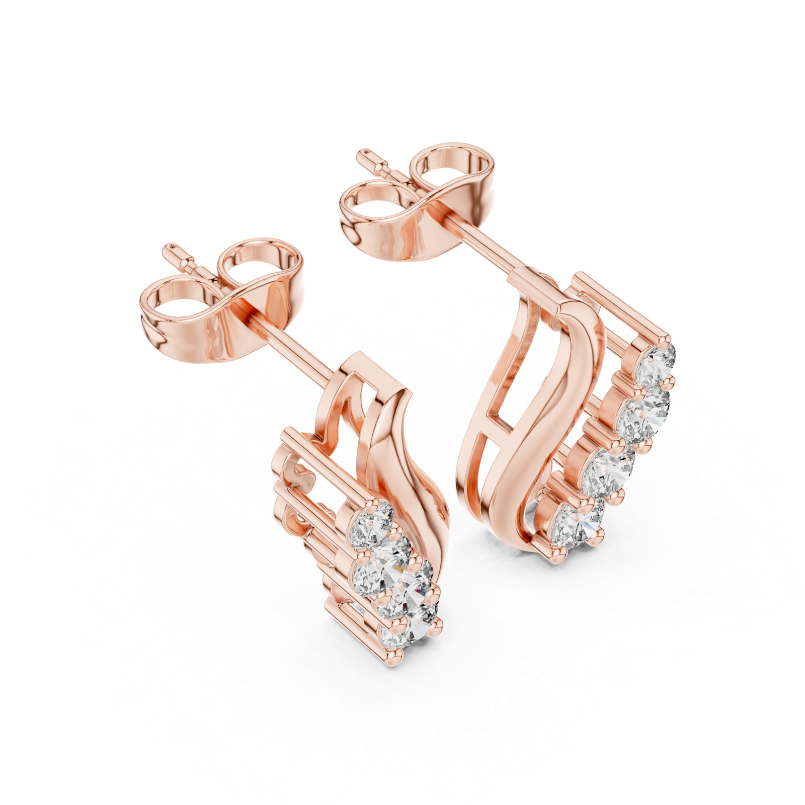 Gold Earrings L29-2, Rose Gold, view 2